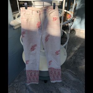 White Floral Pants.  Size 6